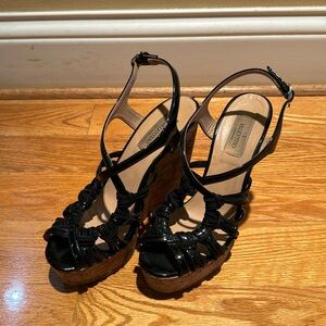 Black Patent Leather Valentino Wedges